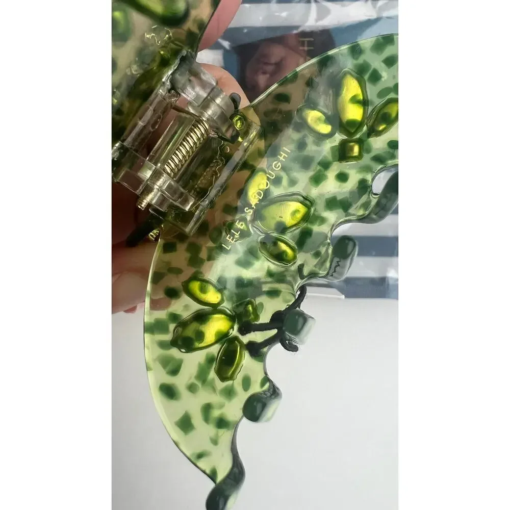 Lele Sadoughi 14k Gold Crystal Acetate Claw Clip Green NWT